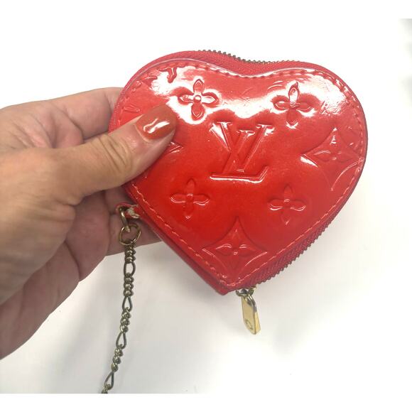 Louis Vuitton Vernis Coeur Heart Coin Purse Orange Sunset Monogram Vernis Patent - Picture 1 of 9
